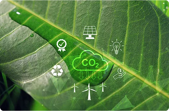 Liść z ikonami zielonej energii